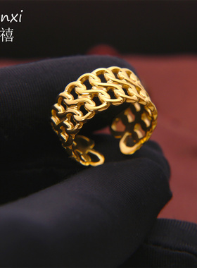 欧美潮流宽版链条开口戒指