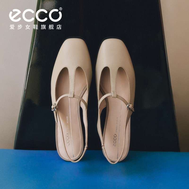 ECCO爱步女鞋 夏季新款复古玛丽珍单鞋方头平底凉鞋舞悦234353