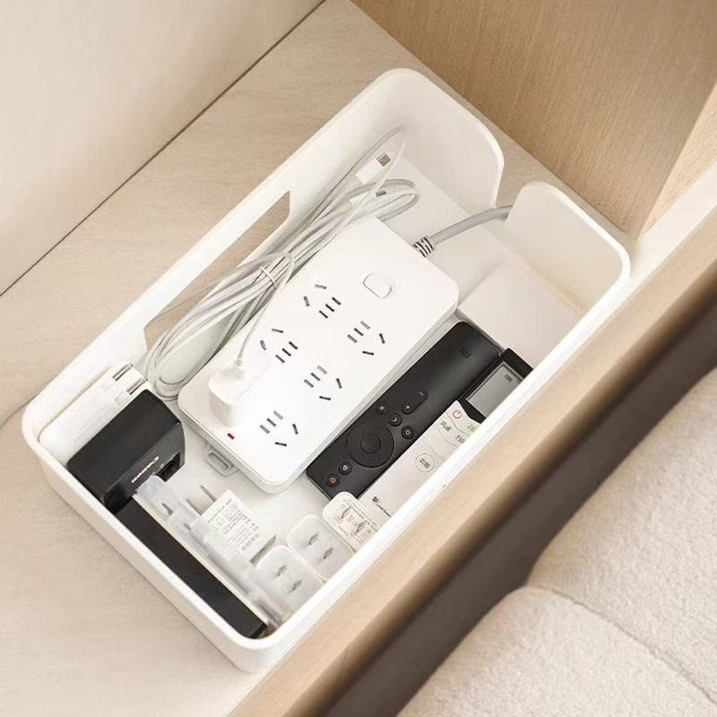 大容量插排收纳盒电源线充电宝收纳盒带盖插座排插置物盒 - 图0