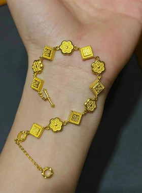 古法传承18k金盛世华彩手链女新中式国风仿真黄金高级感气质手饰