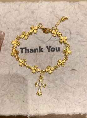 高级感克罗十字架手链复古民族风小众设计气质新款仿真金色手饰品