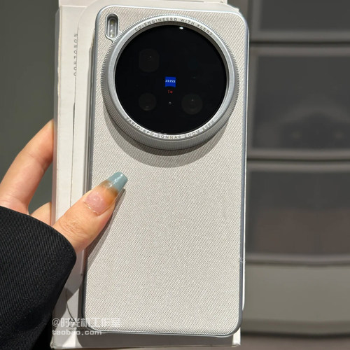 X300高级感灰白毛麻布纹适用vivoX200Ultra手机壳x200s不粘指纹X200Promini磨砂纯色X100s三包边复古男女硬壳 - 图2