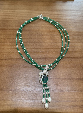 绿色首饰女绿玛瑙高贵项链女多层