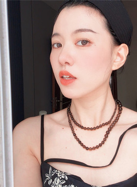 天然茶晶项链小众设计渐变大小