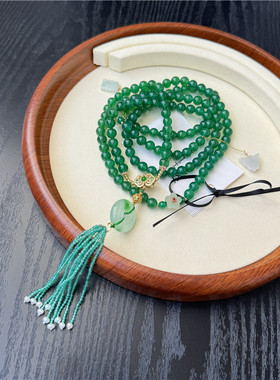 绿玛瑙毛衣链女绿色首饰女斜挎链
