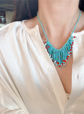 绿色系小众流苏锁骨链送女友