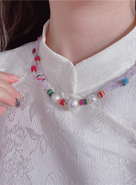 紫玉锁骨链女多层首饰女时尚气质