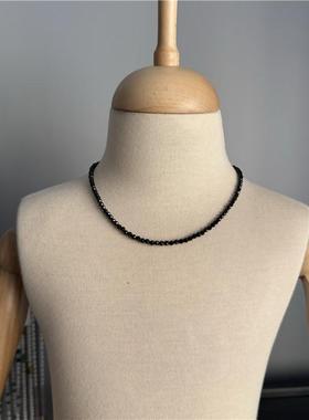 双层设计珍珠黑尖晶法式项链首饰