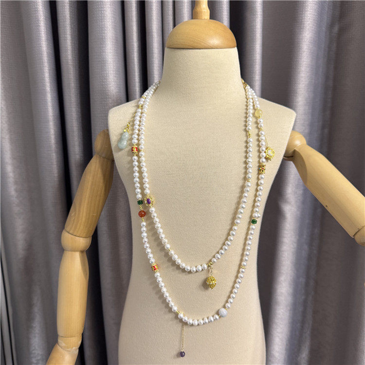 天然淡水珍珠项链小众设计高级感长款毛衣链新中式简约气质颈饰女,淘宝优惠券,粉丝福利购,淘宝优惠卷