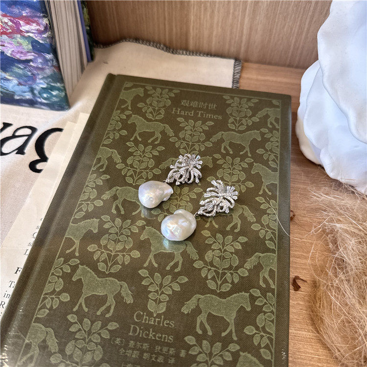 天然巴洛克异形珍珠耳环轻奢925纯银高级感耳饰女时尚气质防过敏,淘宝优惠券,粉丝福利购,淘宝优惠卷