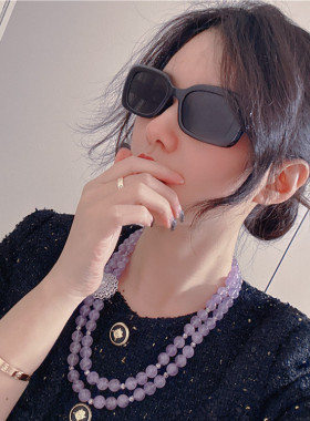 紫玉双层项链女紫色首饰潮流轻奢