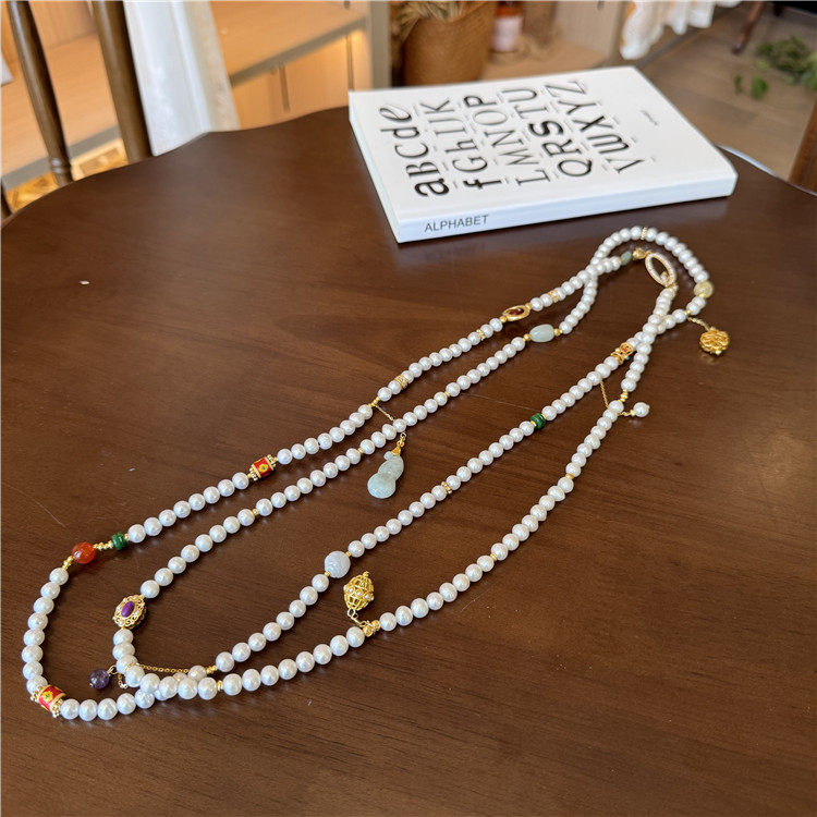 天然淡水珍珠项链小众设计高级感长款毛衣链新中式简约气质颈饰女,淘宝优惠券,粉丝福利购,淘宝优惠卷