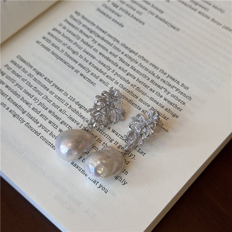 天然巴洛克异形珍珠耳环轻奢925纯银高级感耳饰女时尚气质防过敏,淘宝优惠券,粉丝福利购,淘宝优惠卷