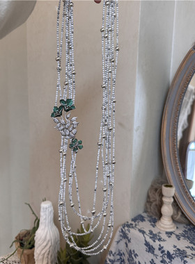 白松石多层长款毛衣链轻奢送女友