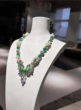 绿色首饰高级项链女轻奢高贵珍珠
