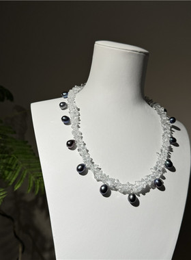 白色首饰白水晶个性锁骨链女韩系