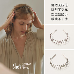 shes茜子轻简循迹波浪型不勒头空气高颅顶发箍头箍发卡时尚发饰