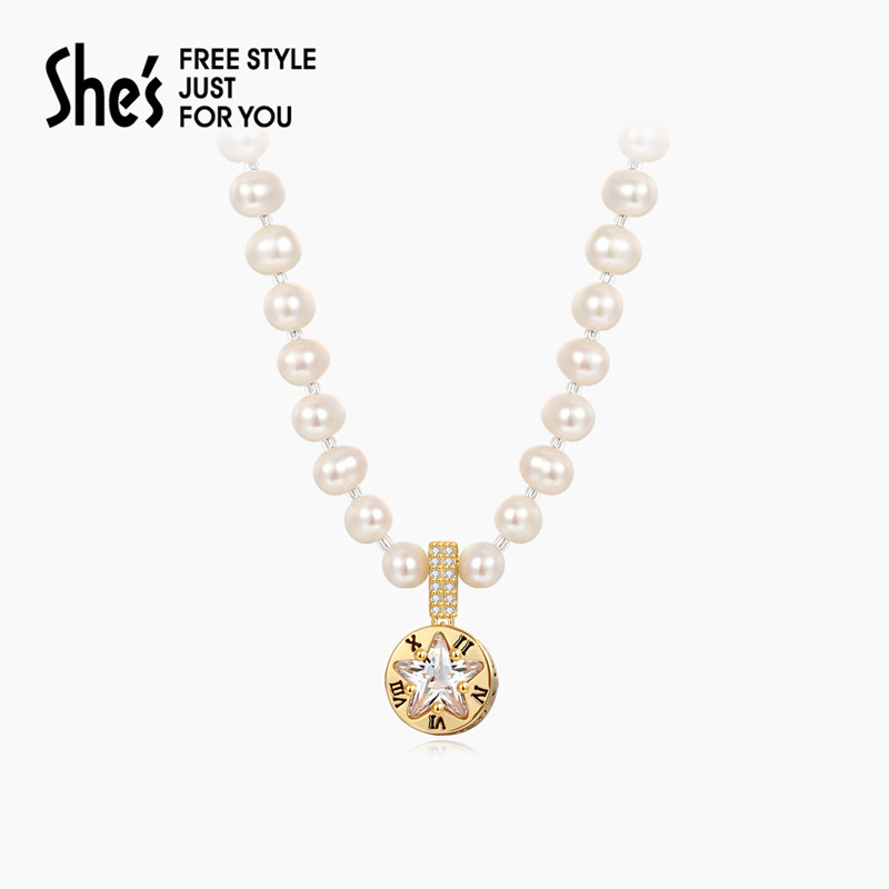 shes茜子珍珠美人原创微镶锁骨链 shes饰品项链