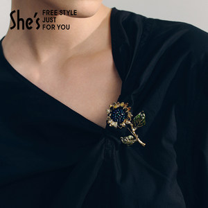 shes茜子梵高向日葵原创手工钉珠水晶胸针高端精致时尚胸花礼物