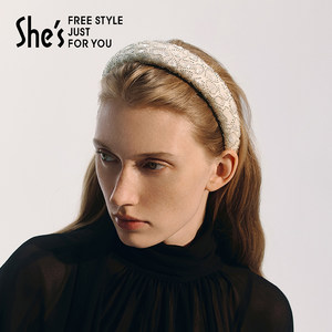 shes茜子巴比耶浪漫亮片手工钉珠高颅顶宽发箍轻奢发卡头箍发饰