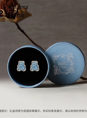 shes茜子璀璨水晶可爱小熊耳钉