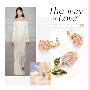 shes茜子爱的模样璀璨郁金香胸针胸花耳环耳饰高级感组合礼盒套装