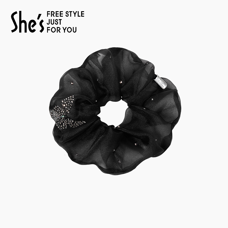 shes茜子轻简烫钻蝴蝶网纱大肠发圈马尾发绳盘发大肠圈发饰头花