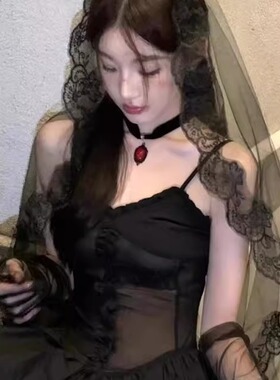 万圣节头饰鬼新娘黑色头纱