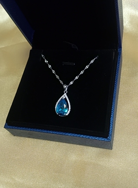 925纯银蓝宝石项链轻奢高级感