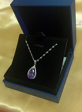 925纯银紫色宝石项链女