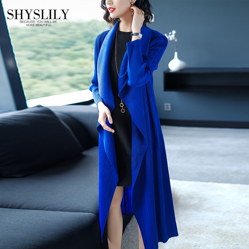 2019春秋装新款气质中长款褶皱披风 shyslily风衣