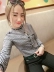 Áo sơ mi kẻ sọc châu Âu tay dài nữ 2019 mùa đông Hàn Quốc phiên bản áo trễ vai Cổ áo sơ mi cổ lọ chạm đáy quần áo nữ hoang dã - Áo sơ mi dài tay áo sơ mi jean nữ tay dài Áo sơ mi dài tay