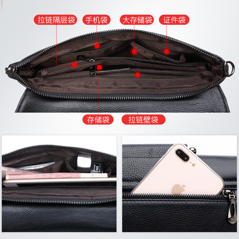 真皮新款2020时尚女士大容量手拿包 七黛女士包袋