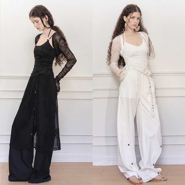 ຕົ້ນດູໃບໄມ້ລົ່ນ modal light ແລະ waistcoat lace floral translucent ສໍາລັບແມ່ຍິງ
