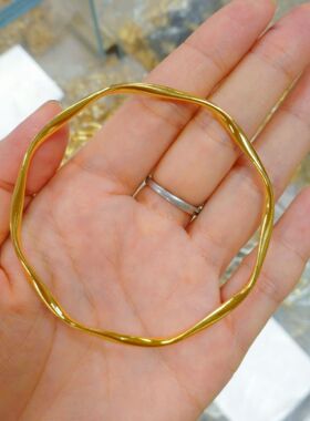 越南沙金莫比乌斯手镯 爱无尽循环手镯女士闭口设计黄铜镀金手镯