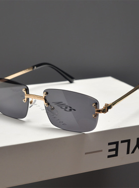 防紫外线长方形复古男女镶钻墨镜