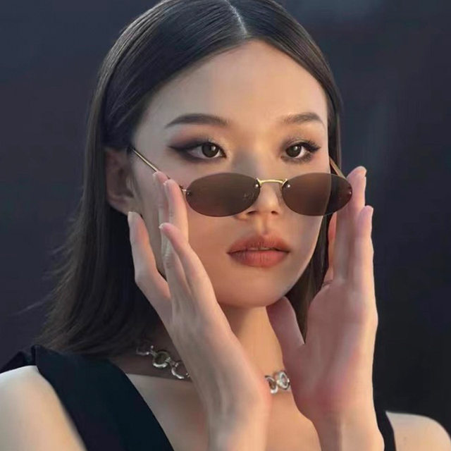 Hip-hop oval punk style men and women metal sunglasses