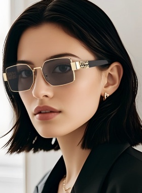 欧美复古不规则长方形字母太阳眼镜男女潮圆脸显瘦嘻哈朋克风墨镜