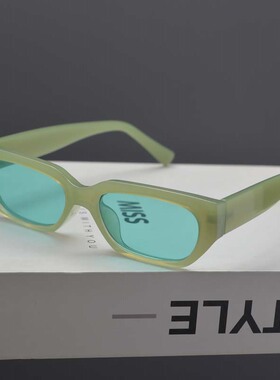 美式复古不规则方形小框米钉太阳眼镜女潮圆脸高颜值嘻哈朋克墨镜