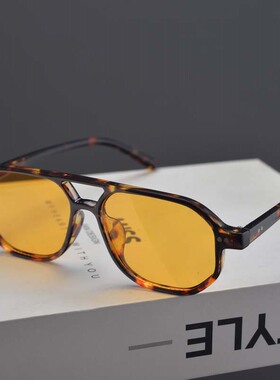 美式复古方形小框双梁米钉太阳眼镜男女圆脸蛤蟆镜痞帅朋克风墨镜