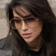 European and American retro pilot-style single-beam large-frame letter sunglasses for women with round faces, slim toad mirror punk sunglasses