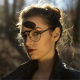 Punk double-layer flip metal trendy round face sunglasses