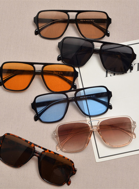 防紫外线方形复古男女双梁太阳镜