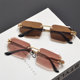 UV proof rectangular retro frameless sunglasses for men and women