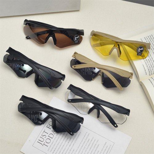 千禧风未来科技感防风尘骑行眼镜男女户外射击战术太阳镜炫彩墨镜 - 图3