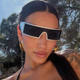 European and American retro metal punk rectangular sunglasses