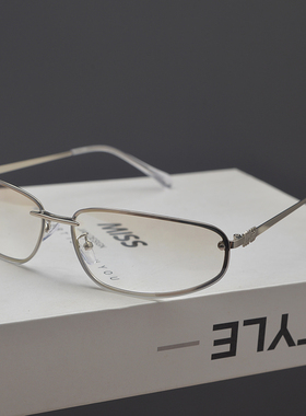 欧美复古无框切边椭圆形太阳眼镜