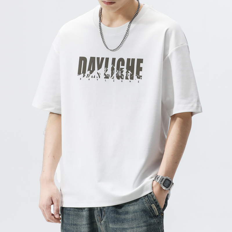 罗蒙2024新款短袖t恤男士夏季潮牌百搭宽松圆领休闲上衣半袖体恤