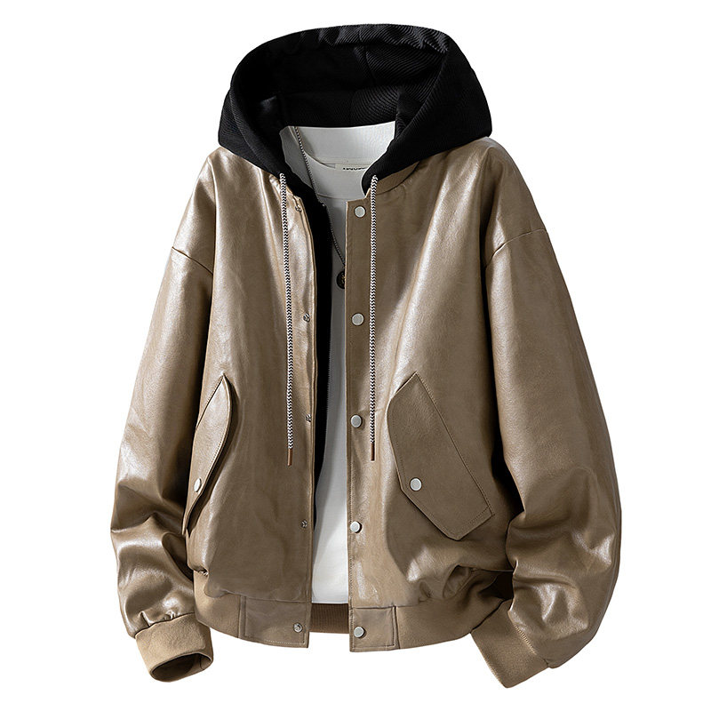 罗蒙皮衣外套男士春秋季2026新款时尚潮流男装休闲连帽皮夹克男款,淘宝优惠券,粉丝福利购,淘宝优惠卷