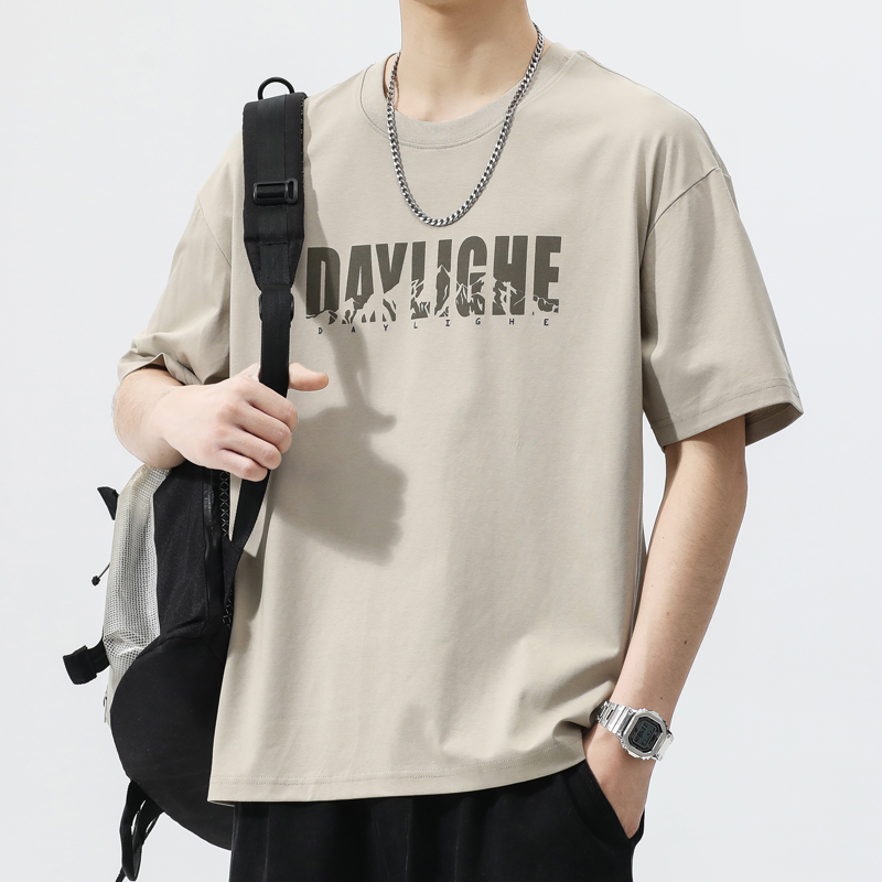 罗蒙2024新款短袖t恤男士夏季潮牌百搭宽松圆领休闲上衣半袖体恤